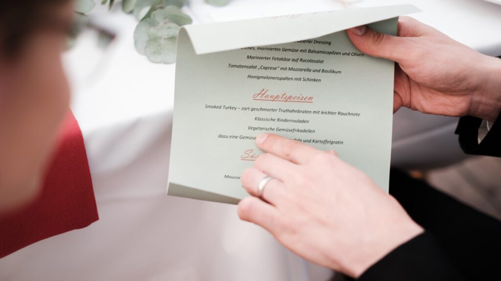 Hochzeitsfoto Reportage Menü